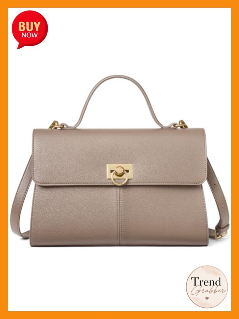 Structured Satchel Handbag Faux Leather Top Handle Purse Adjustable Strap